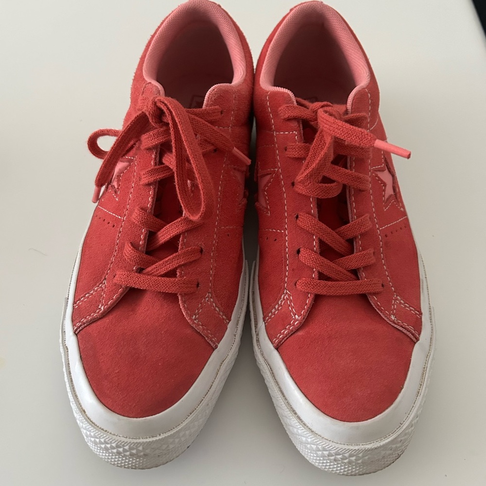 Converse watermelon/red suede runners